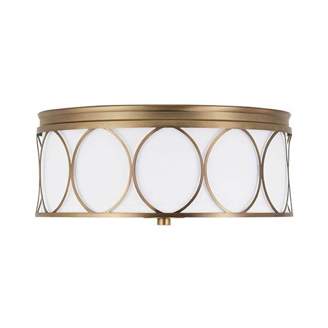 Capital Lighting 225131AD-683 Aged Brass 15''w X 7''h 3-light Flush Mount In Aged Brass With White Fabric Bolt-on Shade Image 1