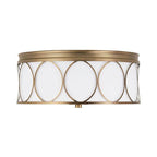 Capital Lighting 225131AD-683 Aged Brass 15''w X 7''h 3-light Flush Mount In Aged Brass With White Fabric Bolt-on Shade Image 1