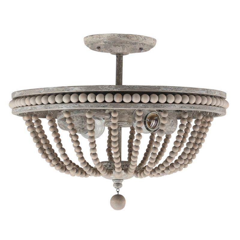 Capital Lighting 229521MS Mystic Sand 15.5'' W X 12.5'' H 2-light Semi Flush In Mystic Sand With Painted Wood Beads Image 1