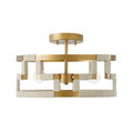 Capital Lighting Hala 15'' W X 6'' H 3-light Dual Mount Semi-flush Or Pendant In Bleached Natural Jute And Patinaed Brass - Greek Key Pattern Artisan Crafted
