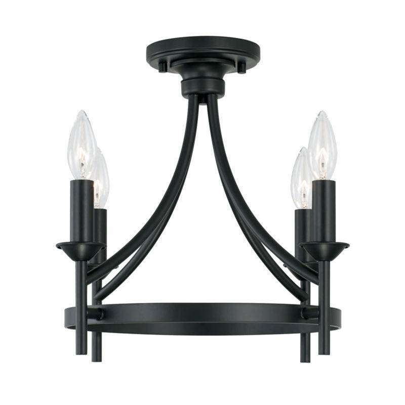 Capital Lighting Peyton 16'' W X 15.5'' H 4-light Dual Mount Semi-flush Or Pendant In Matte Black