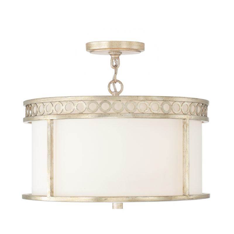 Capital Lighting Isabella 15'' W X 10.5'' H 4-light Dual Mount Semi-flush Or Pendant In Winter Gold With White Fabric Shade