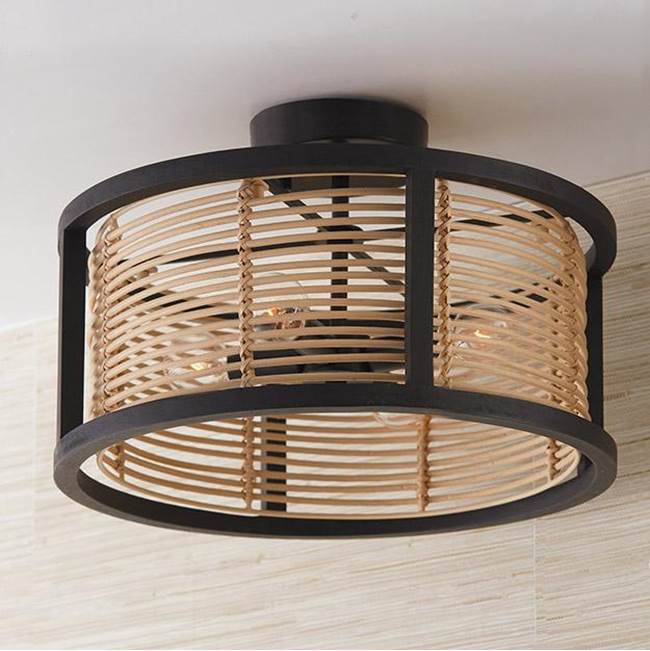 Capital Lighting 244041FK Flat Black 16'' W X 10.5'' H 4-light Semi-flush Or Pendant In Flat Black Made With Handcrafted Mango Wood And Rattan Image 3