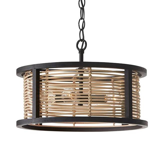 Capital Lighting 244041FK Flat Black 16'' W X 10.5'' H 4-light Semi-flush Or Pendant In Flat Black Made With Handcrafted Mango Wood And Rattan Image 2