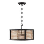 Capital Lighting Rico 16'' W X 10.5'' H 4-light Semi-flush Or Pendant In Flat Black Made With Handcrafted Mango Wood And Rattan