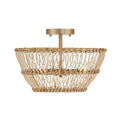 Capital Lighting 244131MA Matte Brass 16''w X 9.75''h 3-light Dual Mount Pendant Or Semi-flush In Matte Brass With Natural Rattan Image 1