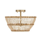 Capital Lighting 244131MA Matte Brass 16''w X 9.75''h 3-light Dual Mount Pendant Or Semi-flush In Matte Brass With Natural Rattan Image 1