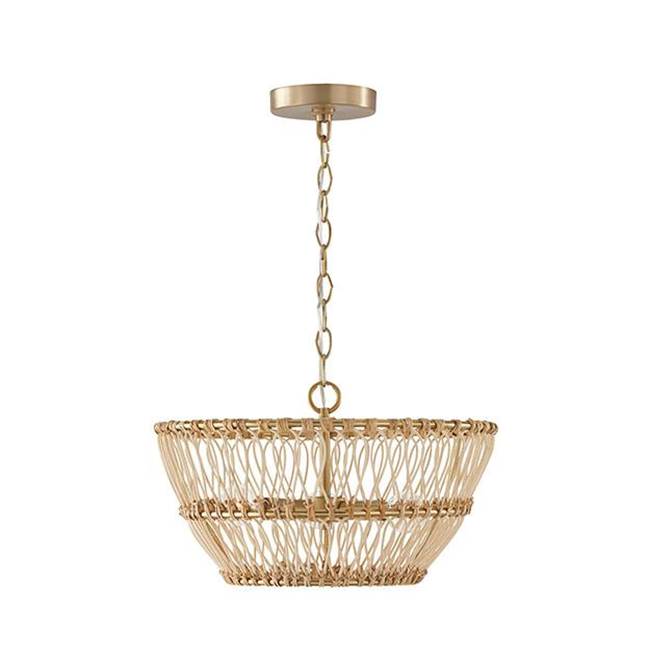 Capital Lighting 244131MA Matte Brass 16''w X 9.75''h 3-light Dual Mount Pendant Or Semi-flush In Matte Brass With Natural Rattan Image 2