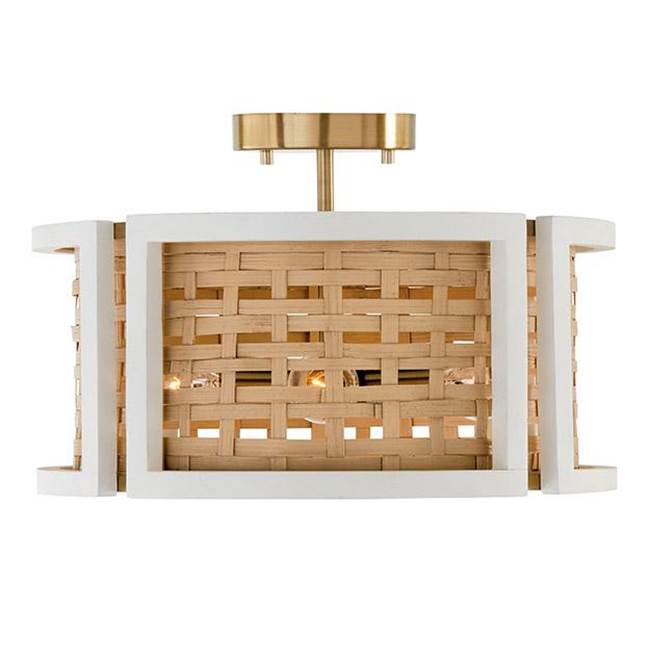 Capital Lighting 244341WM Flat White,Matte Brass 16'' W X 11'' H 4-light Semi-flush Or Pendant In Flat White And Matte Brass Made With Handcrafted Mango Wood And Rattan Image 1