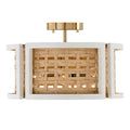 Capital Lighting 244341WM Flat White,Matte Brass 16'' W X 11'' H 4-light Semi-flush Or Pendant In Flat White And Matte Brass Made With Handcrafted Mango Wood And Rattan Image 1
