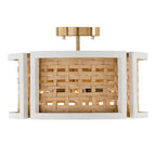 Capital Lighting 244341WM Flat White,Matte Brass 16'' W X 11'' H 4-light Semi-flush Or Pendant In Flat White And Matte Brass Made With Handcrafted Mango Wood And Rattan Image 1