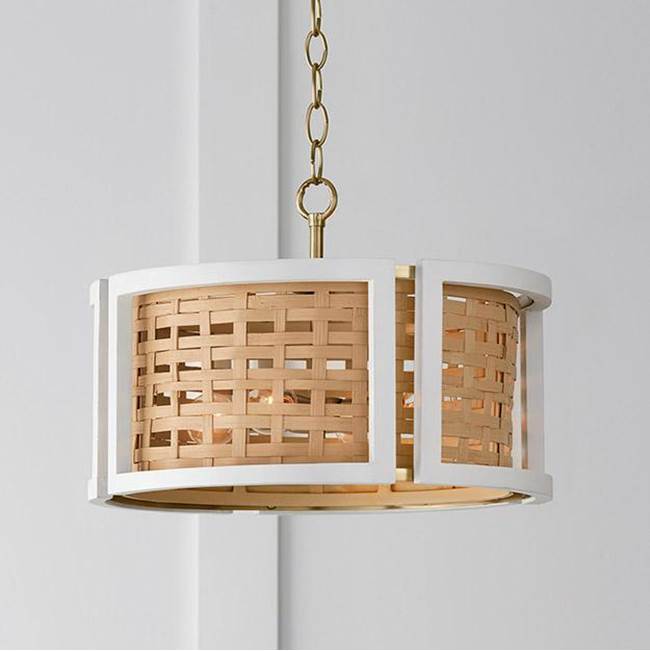 Capital Lighting 244341WM Flat White,Matte Brass 16'' W X 11'' H 4-light Semi-flush Or Pendant In Flat White And Matte Brass Made With Handcrafted Mango Wood And Rattan Image 2