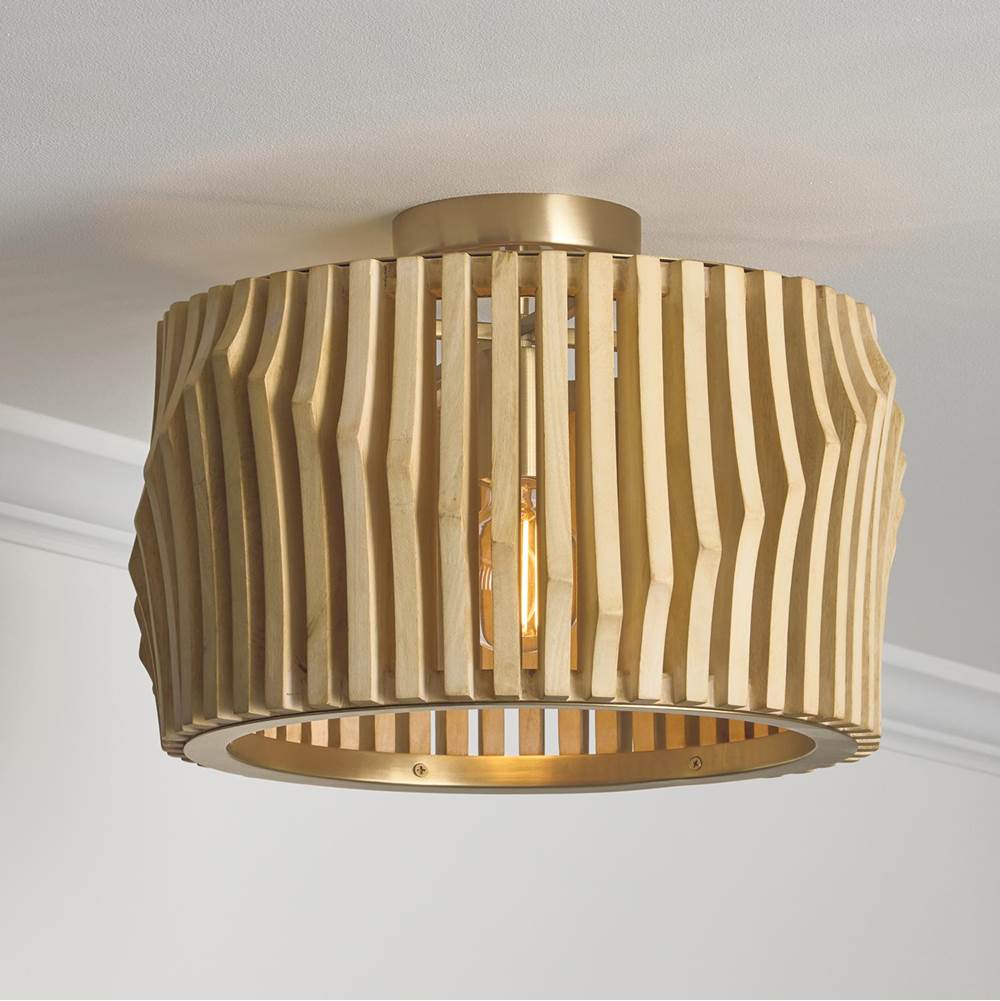 Capital Lighting 244632BWB Blonde Wood,Matte Brass 16'' W X 10.75'' H 1-light Dual Mount Pendant In Matte Brass And Handcrafted Blonde Mango Wood Image 7