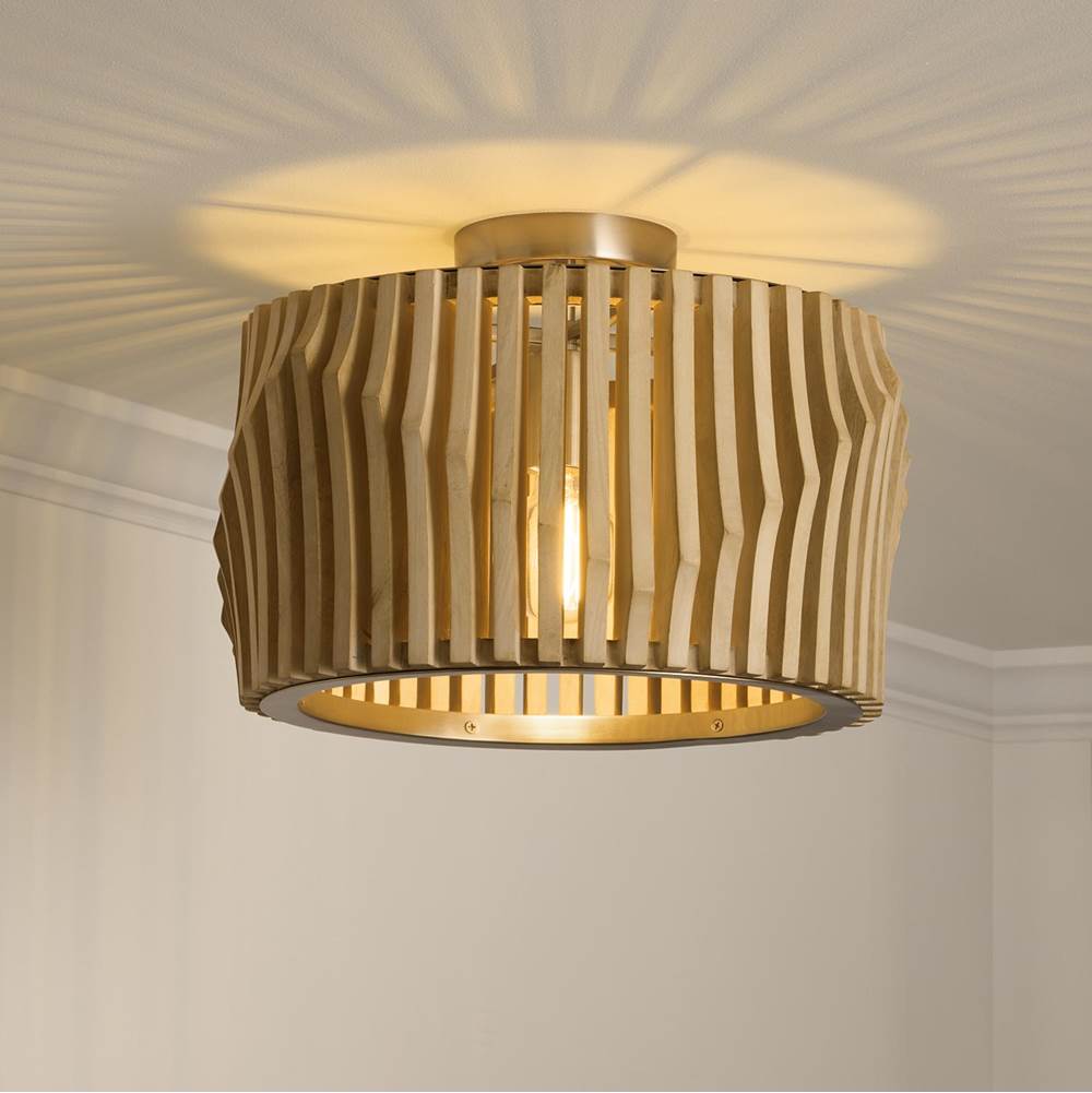 Capital Lighting 244632BWB Blonde Wood,Matte Brass 16'' W X 10.75'' H 1-light Dual Mount Pendant In Matte Brass And Handcrafted Blonde Mango Wood Image 6