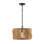 Capital Lighting 244632WK Light Wood,Matte Black 16''w X 10.75''h 3-light Dual Mount Pendant Or Semi-flush In Handcrafted Light-stained Wood And Matte Black Image 2