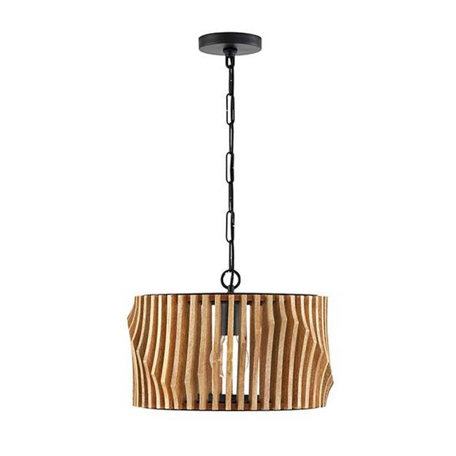 Capital Lighting 244632WK Light Wood,Matte Black 16''w X 10.75''h 3-light Dual Mount Pendant Or Semi-flush In Handcrafted Light-stained Wood And Matte Black Image 2