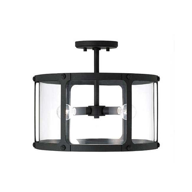 Capital Lighting 244931BI Black Iron 15'' W X 14'' H 3-light Semi-flush Or Pendant In Black Iron With Clear Glass Image 1