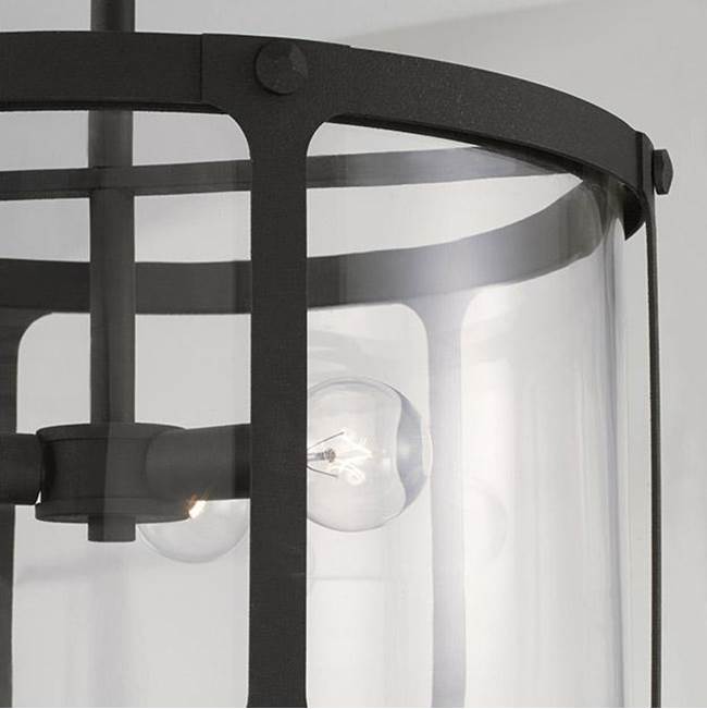 Capital Lighting Brennen 15'' W X 14'' H 3-light Semi-flush Or Pendant In Black Iron With Clear Glass