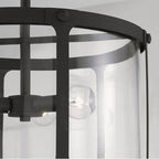 Capital Lighting Brennen 15'' W X 14'' H 3-light Semi-flush Or Pendant In Black Iron With Clear Glass