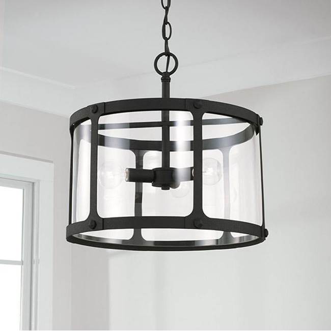 Capital Lighting 244931BI Black Iron 15'' W X 14'' H 3-light Semi-flush Or Pendant In Black Iron With Clear Glass Image 2