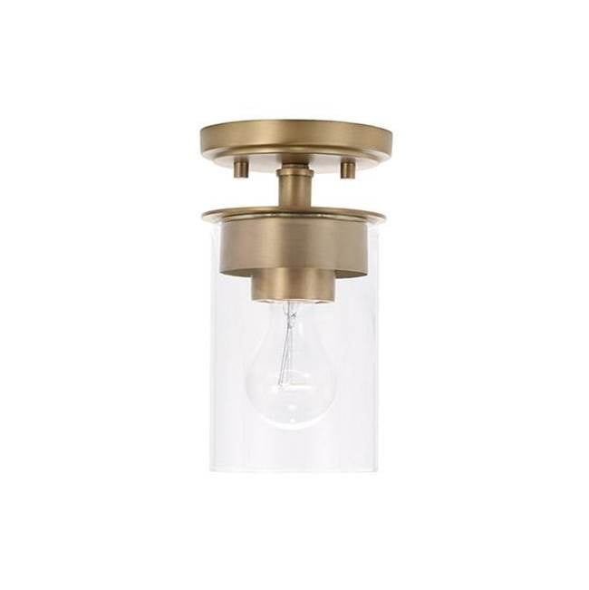 Capital Lighting 246811AD-532 Aged Brass 5'' W X 8'' H 1-light Mini Semi-flush Or Pendant In Aged Brass With Clear Glass Image 1