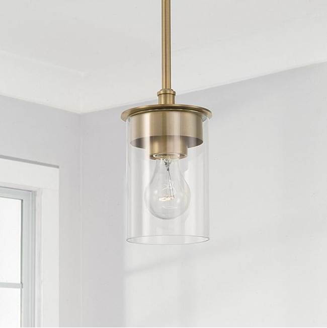 Capital Lighting 246811AD-532 Aged Brass 5'' W X 8'' H 1-light Mini Semi-flush Or Pendant In Aged Brass With Clear Glass Image 2