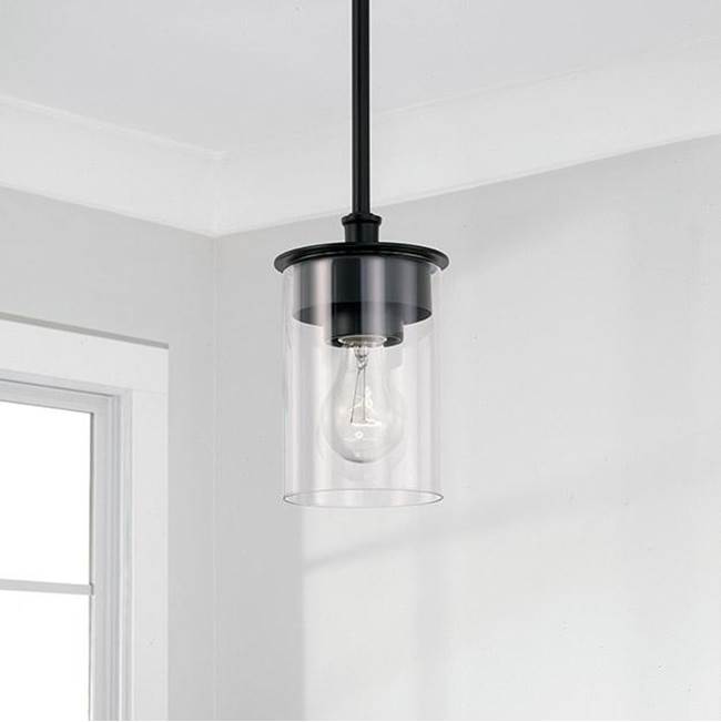 Capital Lighting 246811MB-532 Matte Black 5'' W X 8'' H 1-light Mini Semi-flush Or Pendant In Matte Black With Clear Glass Image 2