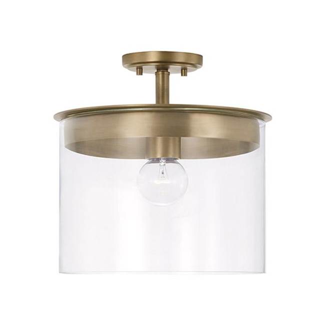 Capital Lighting 246812AD Aged Brass 13'' W X 14.5'' H 1-light Semi-flush Or Pendant In Aged Brass With Clear Glass Image 1
