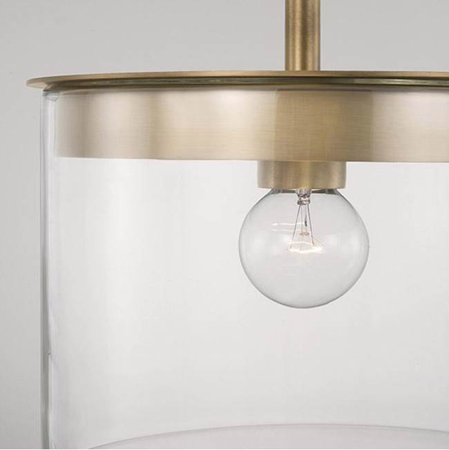 Capital Lighting Mason 13'' W X 14.5'' H 1-light Semi-flush Or Pendant In Aged Brass With Clear Glass
