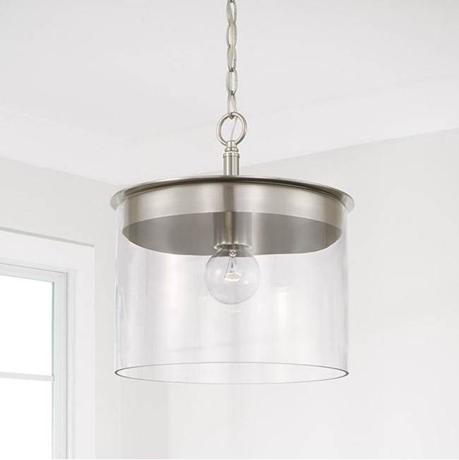 Capital Lighting 246812BN Brushed Nickel 13'' W X 14.5'' H 1-light Semi-flush Or Pendant In Brushed Nickel With Clear Glass Image 2