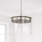 Capital Lighting 246812BN Brushed Nickel 13'' W X 14.5'' H 1-light Semi-flush Or Pendant In Brushed Nickel With Clear Glass Image 2