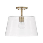 Capital Lighting 246911AD Aged Brass 14'' W X 14'' H 1-light Semi-flush Or Pendant In Aged Brass With Clear Seeded Glass Image 1