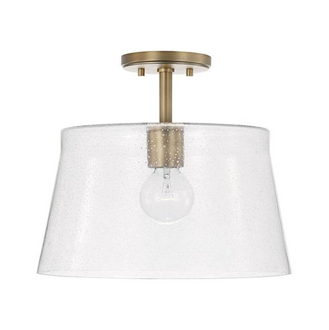 Capital Lighting 246911AD Aged Brass 14'' W X 14'' H 1-light Semi-flush Or Pendant In Aged Brass With Clear Seeded Glass Image 1