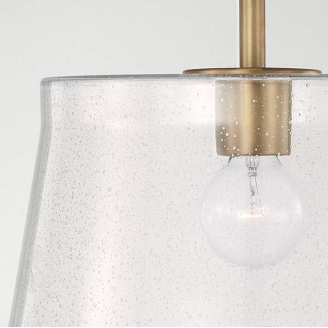 Capital Lighting Baker 14'' W X 14'' H 1-light Semi-flush Or Pendant In Aged Brass With Clear Seeded Glass