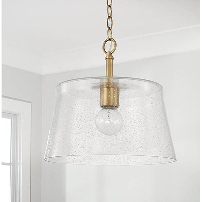 Capital Lighting 246911AD Aged Brass 14'' W X 14'' H 1-light Semi-flush Or Pendant In Aged Brass With Clear Seeded Glass Image 2