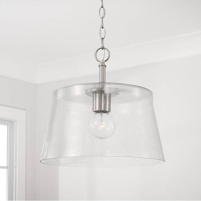 Capital Lighting 246911BN Brushed Nickel 14'' W X 14'' H 1-light Semi-flush Or Pendant In Brushed Nickel With Clear Seeded Glass Image 2