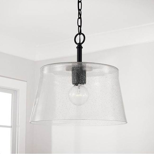 Capital Lighting 246911MB Matte Black 14'' W X 14'' H 1-light Semi-flush Or Pendant In Matte Black With Clear Seeded Glass Image 2