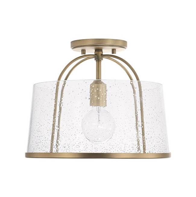 Capital Lighting 247011AD Aged Brass 13'' W X 11.5'' H 1-light Semi-flush Or Pendant In Aged Brass With Clear Seeded Glass Image 1
