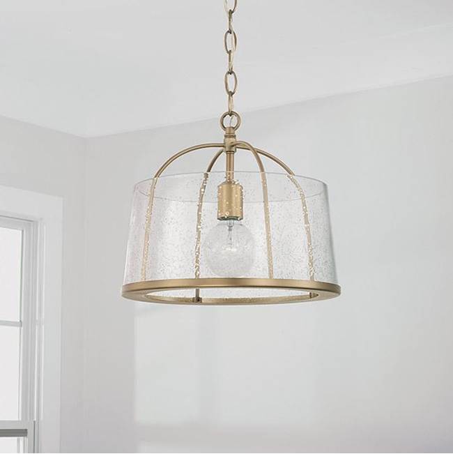 Capital Lighting 247011AD Aged Brass 13'' W X 11.5'' H 1-light Semi-flush Or Pendant In Aged Brass With Clear Seeded Glass Image 2