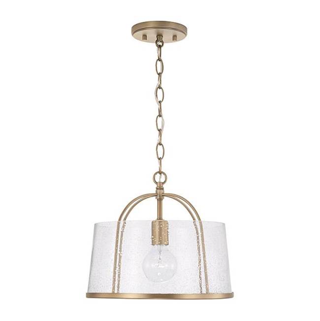 Capital Lighting Madison 13'' W X 11.5'' H 1-light Semi-flush Or Pendant In Aged Brass With Clear Seeded Glass