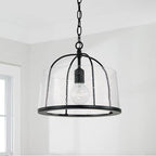 Capital Lighting 247011MB Matte Black 13'' W X 11.5'' H 1-light Semi-flush Or Pendant In Matte Black With Clear Seeded Glass Image 2