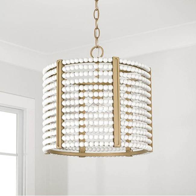 Capital Lighting 247111AP Aged Brass Painted 14'' W X 14'' H 1-light Semi-flush Or Pendant In Aged Brass Painted With Painted Wooden Beads Image 2