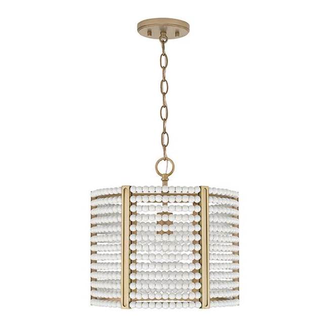 Capital Lighting Brynn 14'' W X 14'' H 1-light Semi-flush Or Pendant In Aged Brass Painted With Painted Wooden Beads