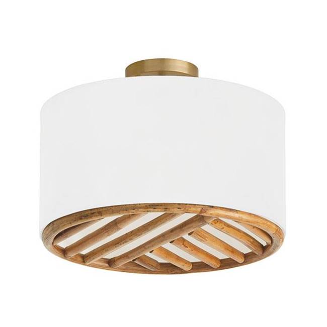 Capital Lighting 247431MA Matte Brass 16.75''w X 14''h 3-light Dual Mount Pendant Or Semi-flush In Matte Brass With White Fabric Shade Image 1