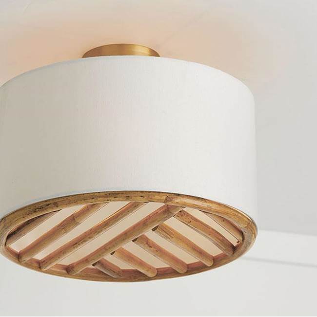 Capital Lighting Soleil 16.75''w X 14''h 3-light Dual Mount Pendant Or Semi-flush In Matte Brass With White Fabric Shade