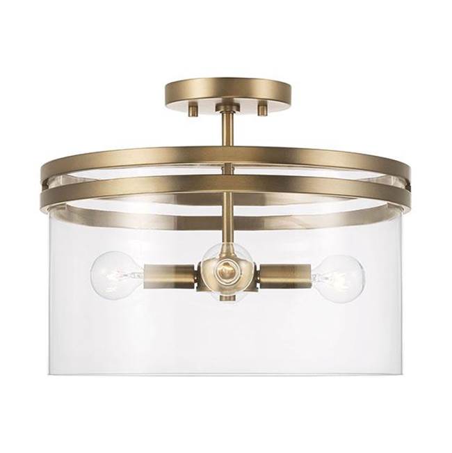 Capital Lighting 248741AD Aged Brass 14.5''w X 12.75''h 4-light Dual Mount Pendant Or Semi-flush In Aged Brass With Clear Glass Image 1
