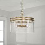 Capital Lighting 248741AD Aged Brass 14.5''w X 12.75''h 4-light Dual Mount Pendant Or Semi-flush In Aged Brass With Clear Glass Image 3