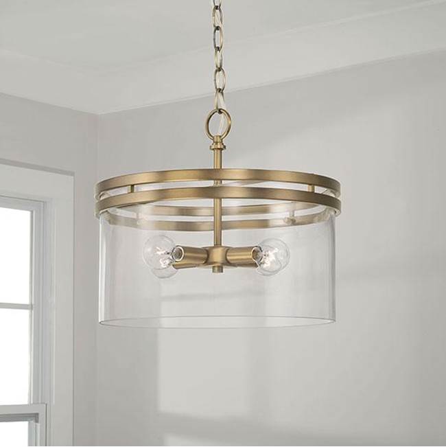 Capital Lighting 248741AD Aged Brass 14.5''w X 12.75''h 4-light Dual Mount Pendant Or Semi-flush In Aged Brass With Clear Glass Image 3