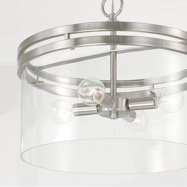 Capital Lighting Fuller 14.5''w X 12.75''h 4-light Dual Mount Pendant Or Semi-flush In Aged Brass With Clear Glass