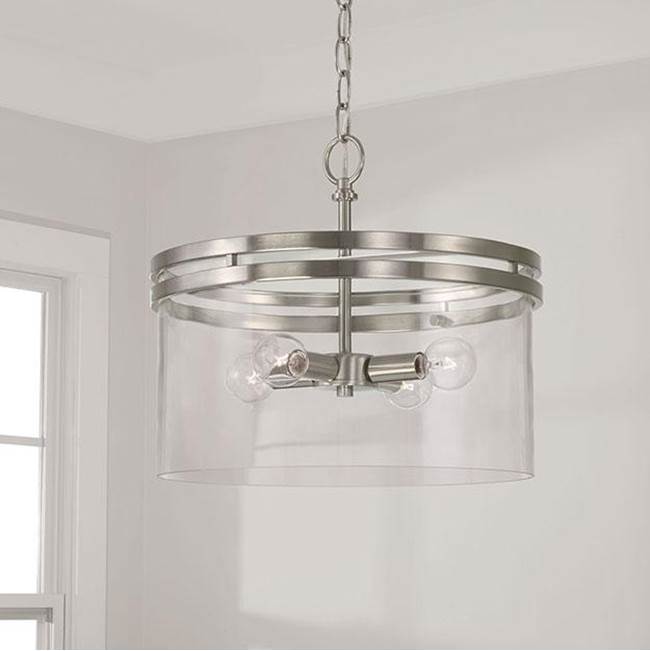 Capital Lighting 248741BN Brushed Nickel 14.5''w X 12.75''h 4-light Dual Mount Pendant Or Semi-flush In Brushed Nickel With Clear Glass Image 3